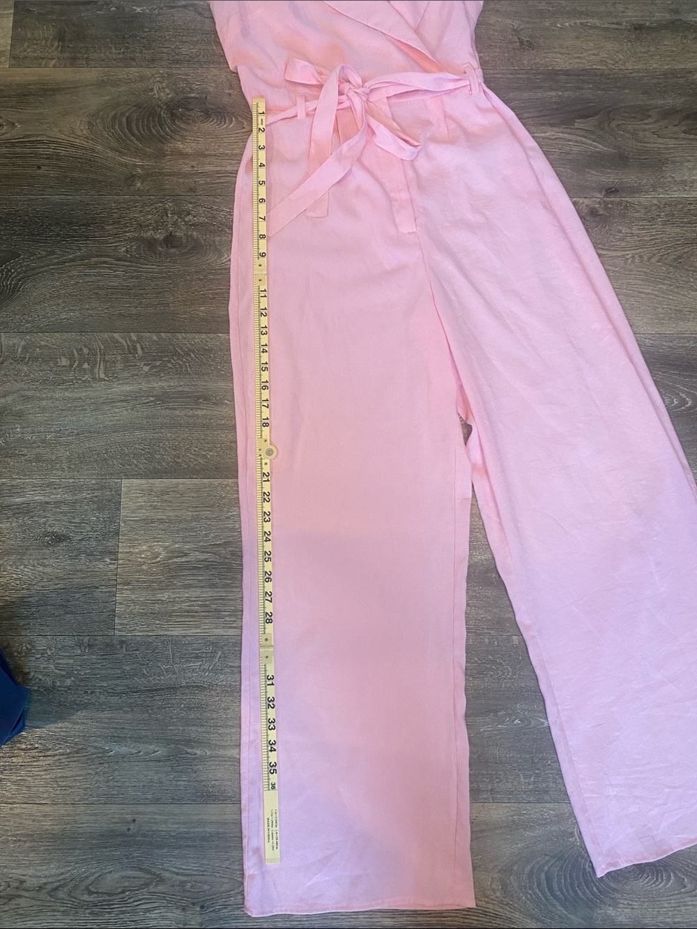 Sleeveless Tie-Waist Pink Wide-Leg Jumpsuit - Picture 4 of 7